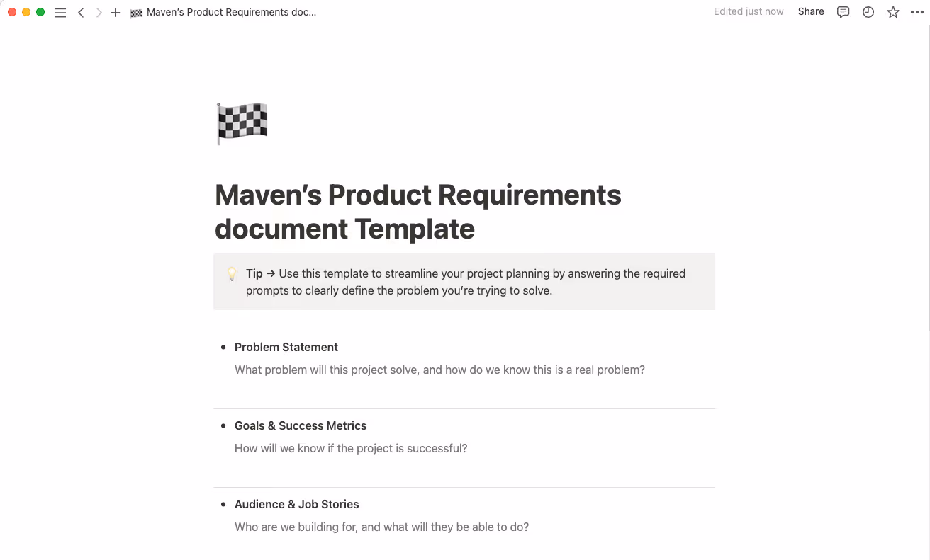 Maven PRD template