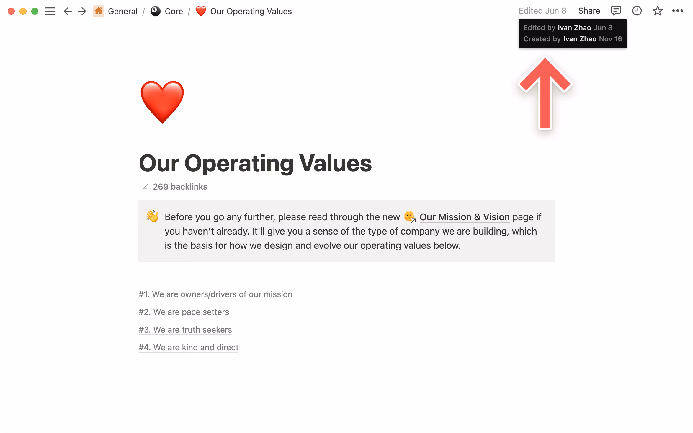 A wiki page with text at the top right indicating when it was last updated.