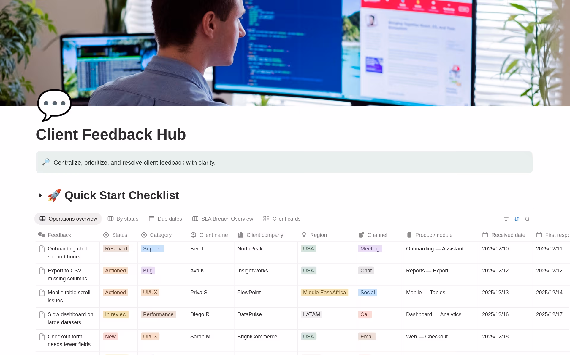 Client Feedback Hub Notion template