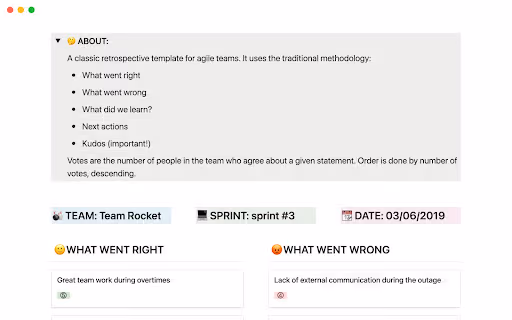 A template for a successful Agile retrospective.