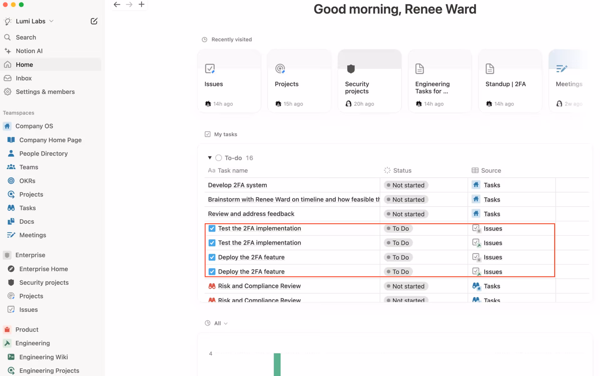 Find Jira synced issues assigned to you under My tasks in your Notion Home page