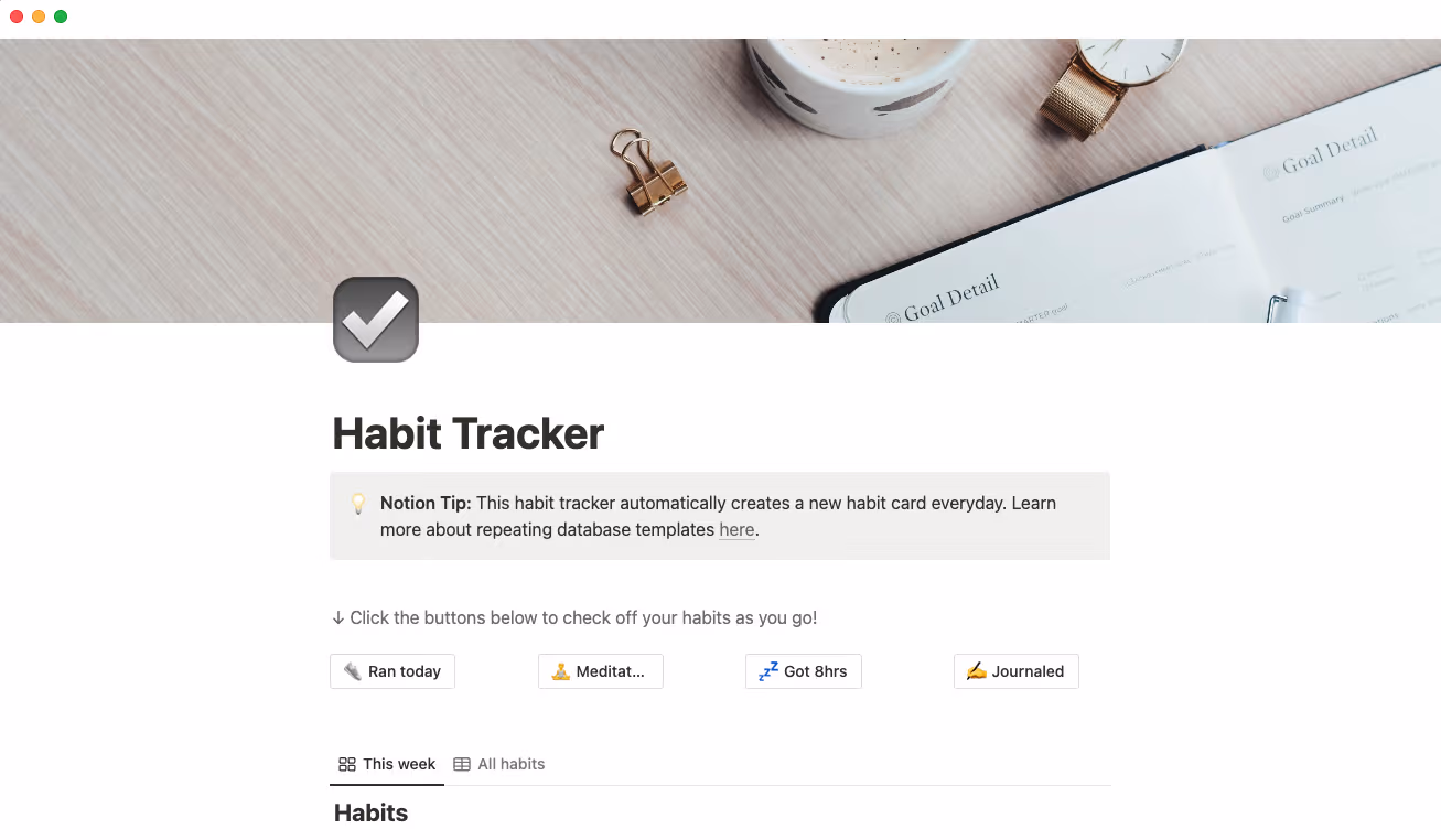 habit tracker template