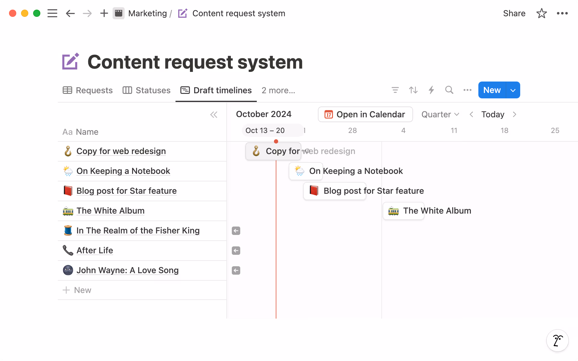 Create a timeline view for your form responses by clicking the three-dot menu next to your database views