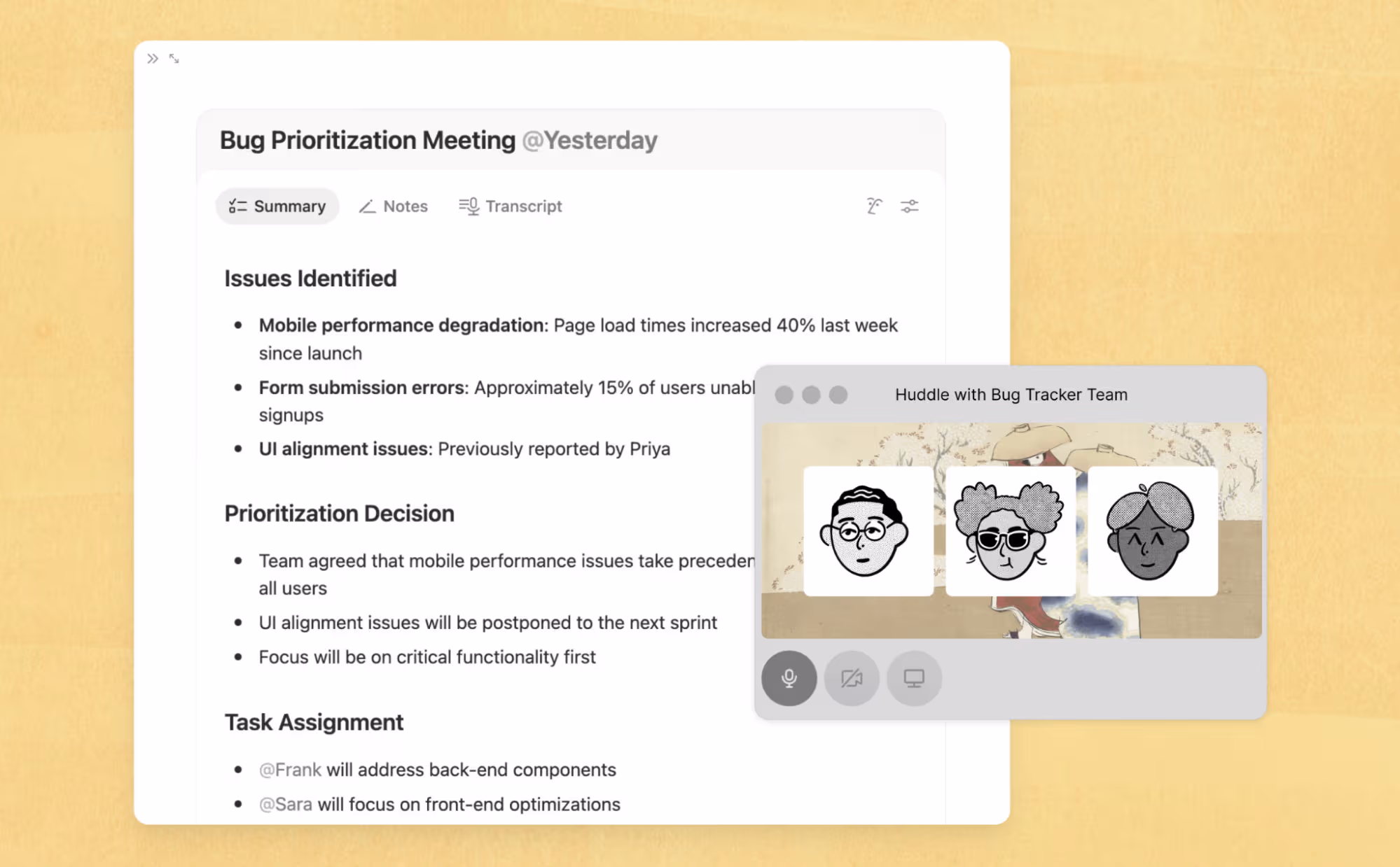 Notion AI Meeting Notes turn call notes into a summary with task assignments.
