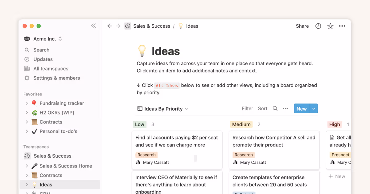 Structure your sidebar for more focused work with teamspaces