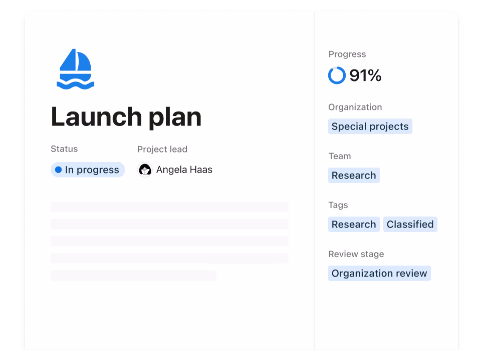 A launch plan doucment customized to the teams' needs