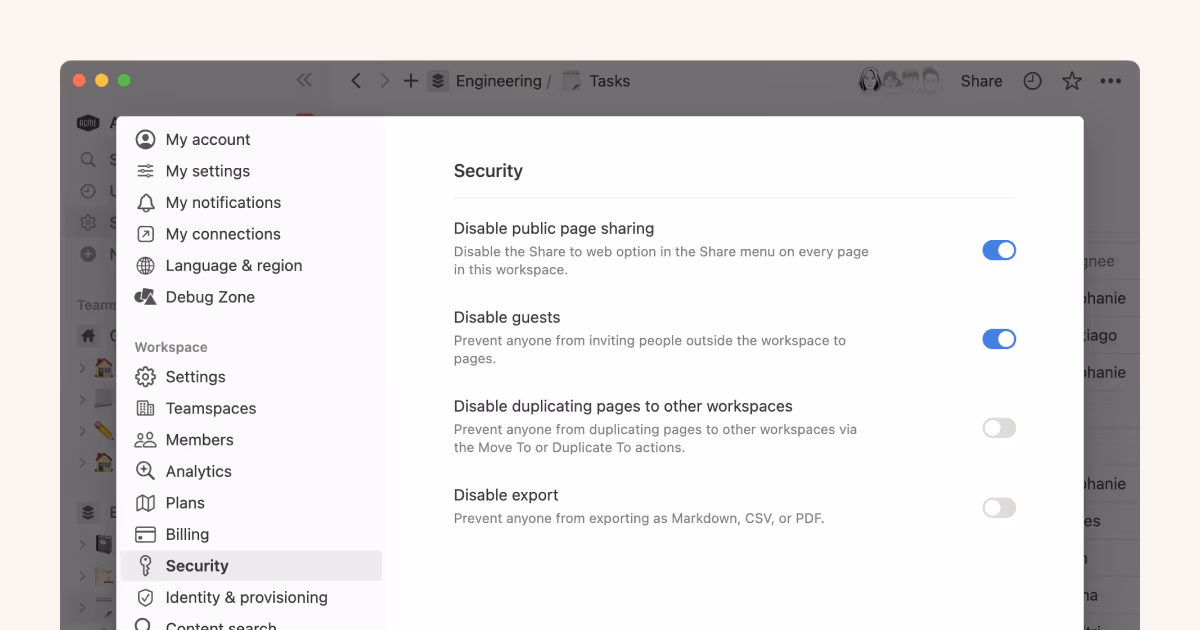 Notion Enterprise security provisions