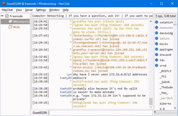 A screenshot of a Windows IRC client. Image from How-To Geek.